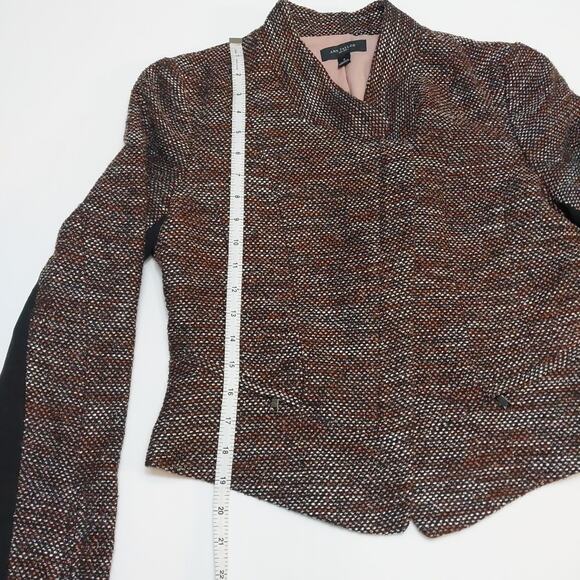 Ann Taylor Black, Brown, White, Pink Blazer Women’s Size 6 Crop Moto Style - Picture 6 of 10
